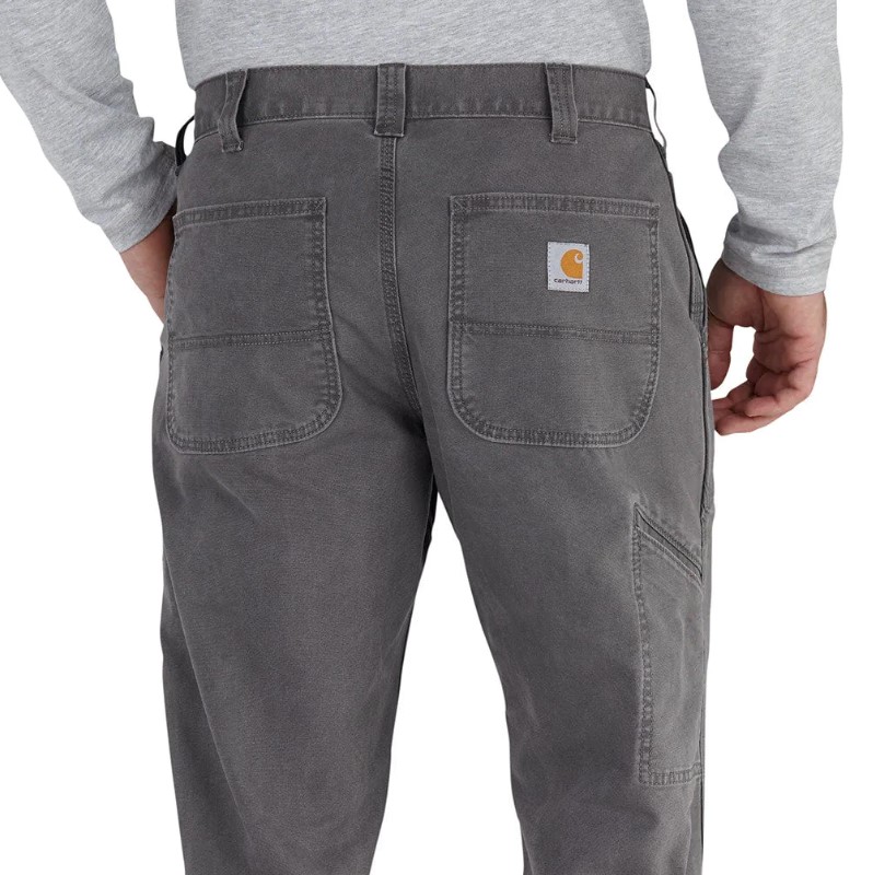 Fabric Carhartt Mens Pants 38x30 Straight Fit Gray Canvas Work Flex Casual Pockets Nice