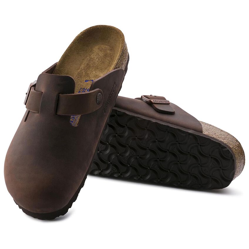 Birkenstock, Boston, Soft Footbed, Habana, men's, pair with sole view