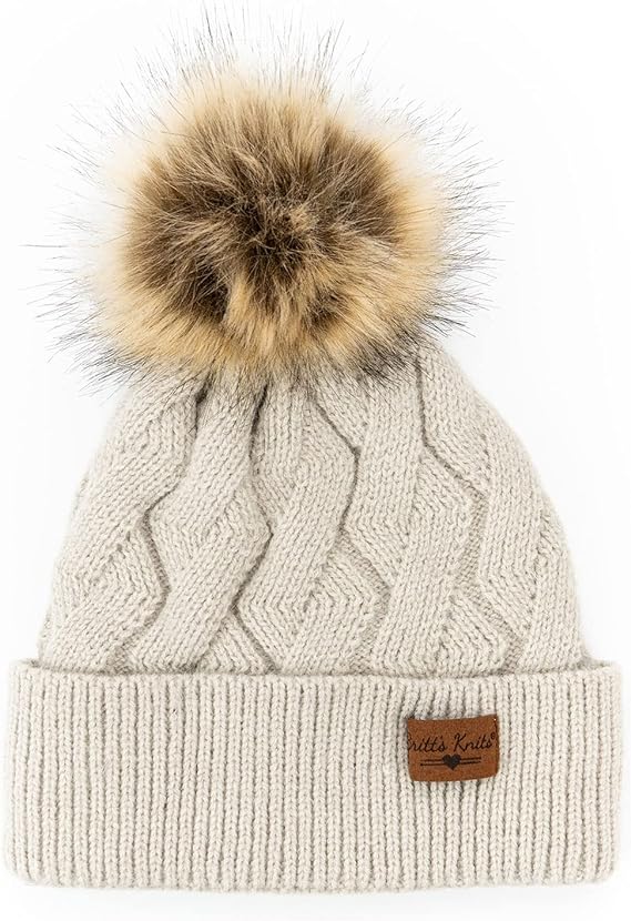 Britt's Knits Womens Stylish Warm Knit Mainstay Plush-Lined Pom Pom Cold  Weather Hat - Brown at  Women's Clothing store