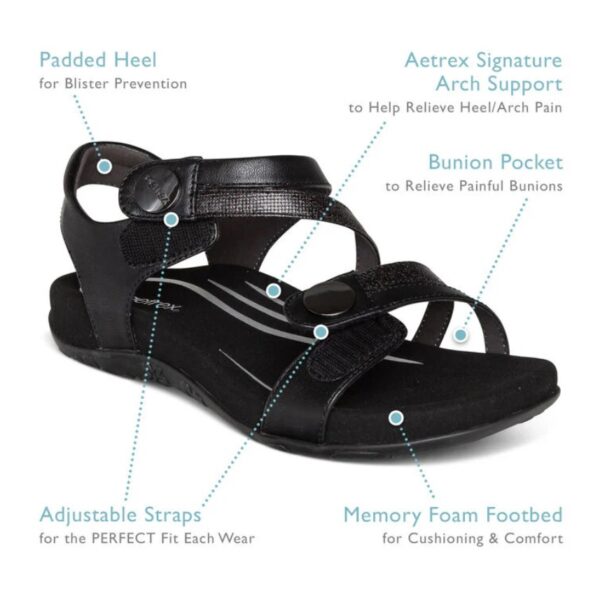 Aetrex Jess Adjustable Quarter Strap Sandal (Women's) - Image 8