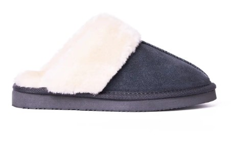 Women's Minnetonka Chesney Slipper, Charcoal, Lateral View
