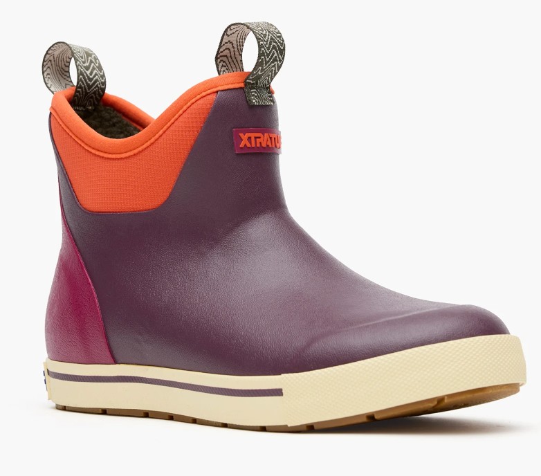 Women's, Xtratuf, Camp Collection, Fleece Lined, Ankle Deck Boot, Fig-Neon Flare, Front View