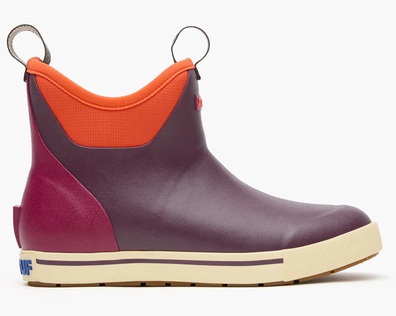 Women's, Xtratuf, Camp Collection, Fleece Lined, Ankle Deck Boot, Fig-Neon Flare, Lateral View