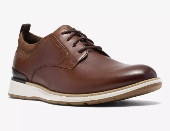 Clarks, Flexhybrid, Casual Dress Oxford, Tan Leather, Men's, angle view