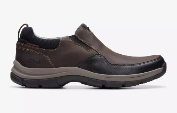 Clarks, Walpath Step, Slip on Shoe, Dark Brown Leather, Men's, side view