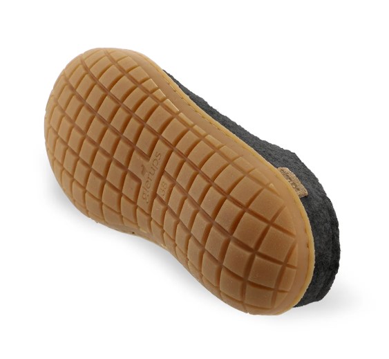Glerups, Slip On Slipper, Honey Rubber Sole, Charcoal, Men's, sole view